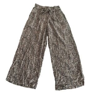 American Eagle Leopard Print Wide Leg XS Boho Paperbag Waist Tie Viscose Belt